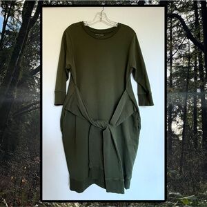 Universal Standard Misa Tie‎ Sweatshirt Dress Crew Neck Olive Green Size XS